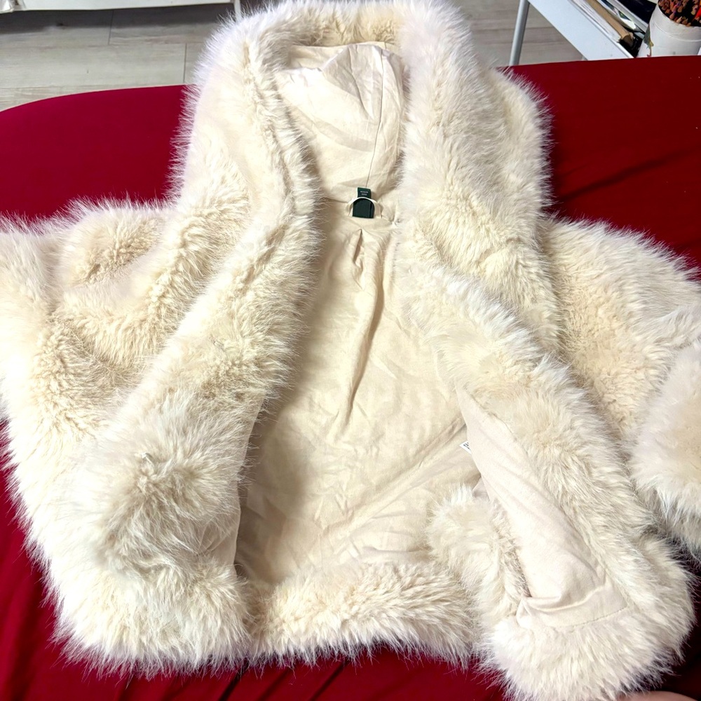 Women's Cream Faux Fur Jacket